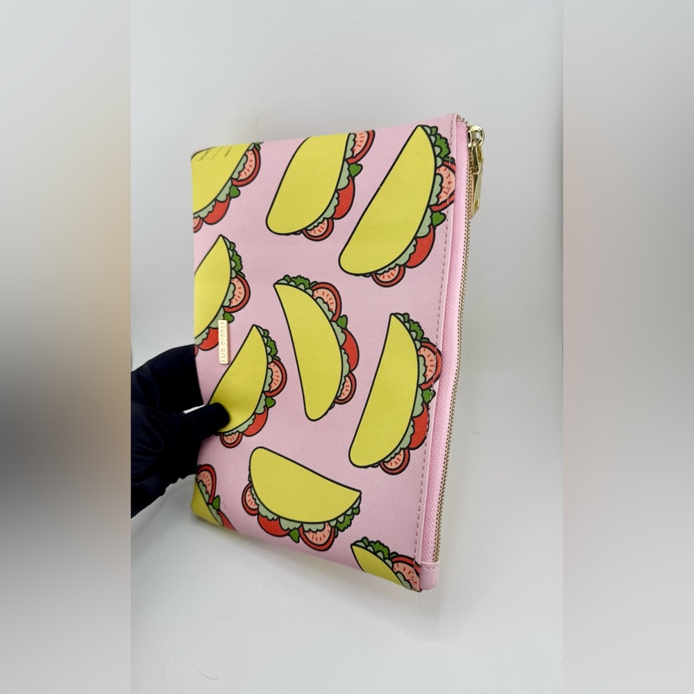Studio DIY Taco Print Cosmetic Bag Pouch or Clutch with Gold Hardware Pink - Picture 3 of 10